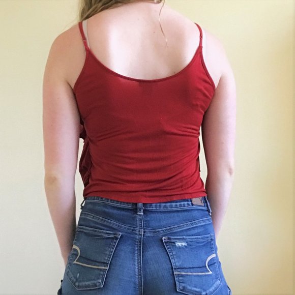 Wet Seal Burnt Orange Ruffle V-Neck Tank - Picture 4 of 5